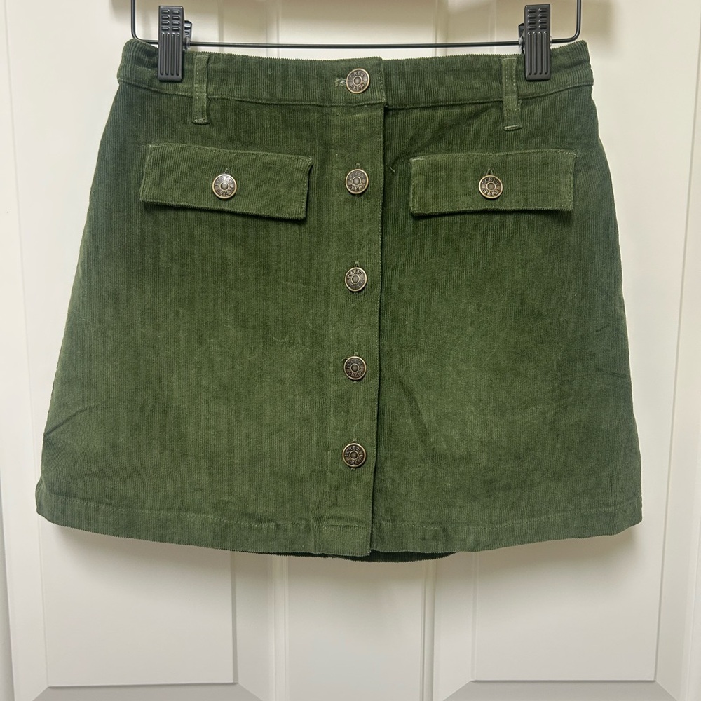 Crewcuts Olive Green Button-Front Corduroy Mini Skirt